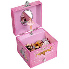 Load image into Gallery viewer, SONGMICS Ballerina Musical Jewelry Box, Unicorn for 3-5 Years Old Little Girls, 4.7"L x 4.3"W x 3.9"H, Pink