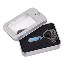 Load image into Gallery viewer, Synthetic Opalite Moonstone Glass Hexagonal Pointed Reiki Chakra Pendant Necklace 20" High-Grade Iron Gift Box