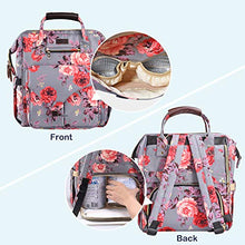 Load image into Gallery viewer, Kaome Diaper Bag Backpack, Upgraded Large Capacity Multifunction Nappy Bags, Waterproof Baby Bag Floral Insulated Durable Travel Maternity Back Pack for Baby Girls with Diaper Pad Bottle Bag (Floral)