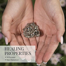 Load image into Gallery viewer, KALIFANO Natural Pyrite Cluster - High Energy Iron Piedra Pirita from Spain with Healing Properties (Information Card) Fools Gold Rock Reiki Crystal Used for Increased Willpower and Manifestation