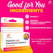 Load image into Gallery viewer, vH essentials Probiotics with Prebiotics and Cranberry Feminine Health Supplement - 60 Capsules