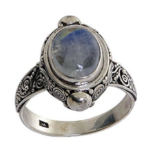 Load image into Gallery viewer, NOVICA Oval Rainbow Moonstone .925 Sterling Silver Cocktail Ring, Magic Portal'