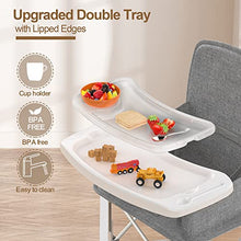 Load image into Gallery viewer, Baby Travel Booster Seat with Double Tray, BabyBond Upgraded Toddler Portable Baby Chair, Booster Seat for Dining Table, Stable and Foldable Booster Baby Chair for Indoor/Outdoor (Grey)