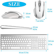 Load image into Gallery viewer, Wireless Keyboard and Mouse Combo,2.4G Wireless Combo,Full Size Slim Thin Wireless Keyboard with Palm Rest and Comfortable Mouse (White&Silver)