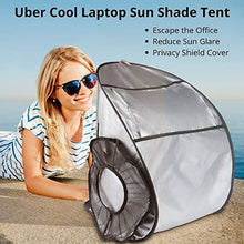 Load image into Gallery viewer, Laptop Sun Shade Tent Dome v2.0 for Working Outside Glare | Fits up to 15" Inch Screen Reflective Silver Sleeve Hood Visor | Portable Umbrella Shield Privacy Cover for Work from Home Computer