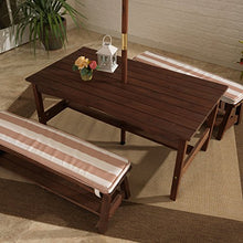 Load image into Gallery viewer, KidKraft 00 Outdoor Table and Bench Set with Cushions and Umbrella, Espresso with Oatmeal and White Striped Fabric