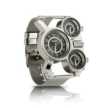 Load image into Gallery viewer, Oct17 Men's Military Quartz Analog Wrist Watch Stainless-Steel Metal Mesh Clock Strap Durable Sub Dials Multi Time Zone Chronograph for Man Oversize Gunmetal