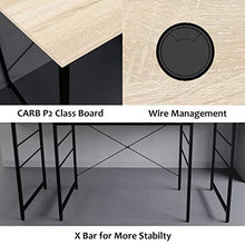 Load image into Gallery viewer, Bestier 95.5"L-shaped Desk with Storage Shelves,Adjustable 2 Person Desk L- shaped Corner Computer desk or Extra Long Desk with Shelves, Multi-Usage LargeTables Desk for Home Office Gaming Study (Oak)