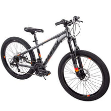 Load image into Gallery viewer, TOUGH Handsome Fast Awesome Speed And Balance All Terrain Easy Care And Clean Reliable Huffy 24” Scout Boys' DARK GRAY Hardtail 21-Speed Mountain Bike with Disc Brakes - Ready For Anytime Anywhere Act