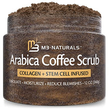 Load image into Gallery viewer, M3 Naturals Arabica Coffee Body Scrub with Collagen & Stem Cell - Exfoliating Body Scrubber & Face Cleanser - Fight Skin Care Appearance - Cellulite, Fine Line, Stretch Mark & Spider Veins 12 oz