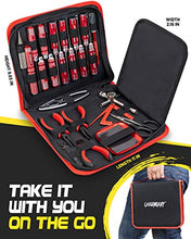 Load image into Gallery viewer, RC Car Tool Kit - Screwdriver Set (Flat, Phillips, Hex), Pliers, Wrench, Body Reamer, Stand, Repair Tools for Quadcopter Drone Helicopter Airplane, Accessories Compatible with Traxxas R C Cars – 25pcs