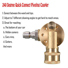 Load image into Gallery viewer, Tool Daily Pivoting Coupler for Pressure Washer Tips, Gutter Cleaner Attachment, 1/4 Inch Quick Disconnect, 240 Degree, 4500 PSI