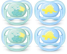Load image into Gallery viewer, Philips AVENT Ultra Air Pacifier 0-6 Months, Contemporary Decos, Blue/Green, 4 Pack, SCF344/40