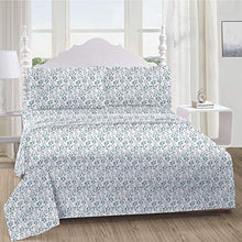 Load image into Gallery viewer, Softan King Bed Sheet Set, 4 PC Green Leaves Printed Brushed Microfiber Elegant Bedding Set, 1 Flat Sheet,1 Deep Pocket Fitted Sheet, and 2 Pillow Cases, Breathable & Silky Soft Feeling Sheets