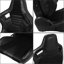 Load image into Gallery viewer, ModifyStreet Pair of All Black PVC w/Suede Snake Pattern & Rear Carbon Fiber Style leather Reclinable Racing Seats W/Silders