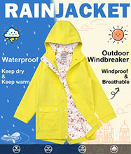 Load image into Gallery viewer, maoo garden Girls Rain Jacket Lightweight Waterproof Raincoat Hooded Cotton Lined Long Windbreaker 806 Yellow 5-6Y