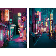 Load image into Gallery viewer, Japan Art Poster Set of 2 - Japanese Print Artwork on Canvas Roll - Tokyo Anime Wall Art Picture Gift - Preppy Night City Wall Decor Poster for Room Aesthetic Bedroom Kitchen Living UNFRAMED 11x14