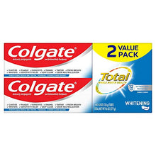 Load image into Gallery viewer, Colgate Total Whitening Toothpaste with Stannous Fluoride and Zinc, Sensitivity Relief and Cavity Protection Mint, 9.6 Ounce (Pack of 2)