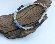 Load image into Gallery viewer, Natural Celestite bracelet, White blue gem bracelet, Moonstone Lapis celestite handmade bracelet