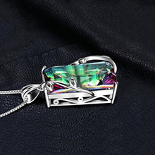 Load image into Gallery viewer, JewelryPalace Huge Gemstones Birthstone Necklace 16ct Natural Rainbow Quartz Statement Necklace For Women 925 Sterling Silver Pendant Necklace 18 Inches Box Chain
