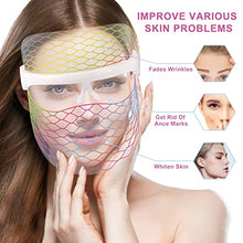 Load image into Gallery viewer, L E D Face Mask Light Therapy, 7 Colors Light Facial Mask for Skin Care, Light Therapy Mask for Facial Rejuvenation, Portable, Rechargeable, Wireless