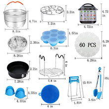 Load image into Gallery viewer, Accessories for Instant Pot, 75PCS Accessories Compatible with 5/6/8Qt Instant Pot - 60 Pcs Parchment Papers, 2 Steamer Baskets, Springform Pan, Egg Rack, Egg Bites Mold, and so