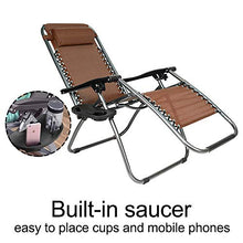 Load image into Gallery viewer, Goujxcy Outdoor Folding Chairs,Outdoor Lounge Patio Chairs with Pillow and Utility Tray Adjustable Folding Recliner for Deck,Patio,Beach,Yard Pack 2,Brown