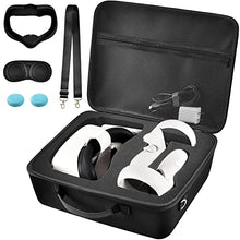 Load image into Gallery viewer, Hard Carrying Case for Oculus Quest 2 All-in-One VR Gaming Headset and Touch Controllers, Portable Travel Cover Storage Bag with Silicone Face Cover & Lens Protector for Quest 2 Accessories - Black