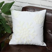 Load image into Gallery viewer, Elife 18x18 Soft Canvas Christmas Winter Snowflake Style Cotton Linen Embroidery Throw Pillows Covers w/ Invisible Zipper for Bed Sofa Cushion Pillowcases for Kids Bedding (1 Pair, White)