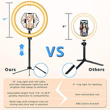 Load image into Gallery viewer, SEENDA 12'' Selfie Ring with 30'' Tripod Stand and Phone Holder, 3000K-5600K Large Circle Light with Bluetooth Remote for Photography/YouTube Video/Self-Portrait Shooting/Live-Stream