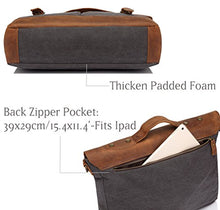 Load image into Gallery viewer, Leather Canvas Messenger Bag for Men,15.6 inch Laptop Vintage Satchel Business Briefcase Shoulder Bag