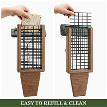 Load image into Gallery viewer, Kingsyard Recycled Plastic Suet Bird Feeder, Double Capacity Tail-Prop Suet Feeder for Outside Hanging, Sturdy & Durable, Great for Woodpecker & Clinging Birds, Green