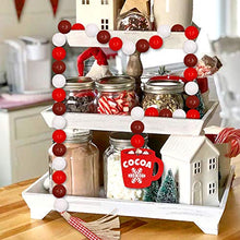 Load image into Gallery viewer, Huray Rayho Hot Cocoa Wood Bead Garland Decorations Farmhouse Christmas Holiday Tiered Tray Decor Hot Chocolate Marshmallow Rustic Wooden Beads with Red Plaid Tassels Winter New Year Ornaments