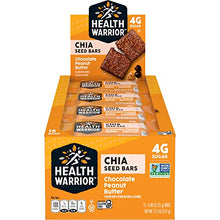 Load image into Gallery viewer, Health Warrior Chia Bars, Chocolate Peanut Butter, .88 Oz Bars, 15 Count Package