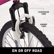 Load image into Gallery viewer, Mongoose Exlipse Full Dual-Suspension Mountain Bike for Kids, Featuring 15-Inch/Small Steel Frame and 21-Speed Shimano Drivetrain with 24-Inch Wheels, Kickstand Included, Pink
