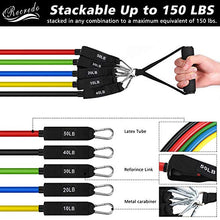Load image into Gallery viewer, Recredo Resistance Bands Set 13pcs, Workout Bands, Exercise Bands Set with Door Anchor, Handles and Ankle Straps, Stackable Up to 150 lbs, for Resistance Training, Physical Therapy, Home Workouts