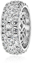 Load image into Gallery viewer, Platinum-Plated Sterling Silver 3 Row Pave Ring set with Round Swarovski Zirconia (3.45 cttw), Size 7