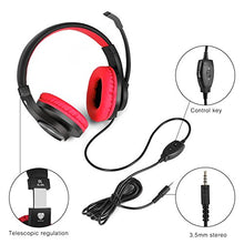 Load image into Gallery viewer, BUTFULAKE Stereo Gaming Headset for PS4, Xbox One, Nintendo Switch, Adjustable Earmuffs and Over-All Noise Isolation, Lightweight 3.5mm Wired Volume Control with Mic for Laptop PC (Black-red)