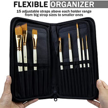 Load image into Gallery viewer, DUGATO Paint Brush Holder & Organizer, Premium Black Canvas Bag, Case Brush For 15 Pcs Oil, Acrylic, Watercolor Paintbrushes, Artist Brush Carrying Case/w Pop-Up Flaps (Brush Not Included)