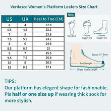 Load image into Gallery viewer, VERDASCO Platform Loafers for Women Leather Chunky Heel Lug Sole Shoes Womens Penny Loafers Comfort Slip On Round Toe Office Work Shoes Fashion Dress Shoes for Women(Black with Chain, 8)