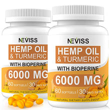 Load image into Gallery viewer, 2 Pack Hemp Oil Softgel Capsule with Turmeric and Bioperine - 120 Cts