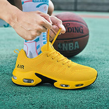 Load image into Gallery viewer, Quseek Men's Air Running Shoes Athletic Tennis Walking Sneakers Breathable Non-Slip Lace-up Sports Shoes for Fitness Jogging Working Yellow Size 7