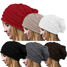 Load image into Gallery viewer, Casual Beanie Hat Women Men BCDshop Braided Baggy Warm Winter Knitted Hat Cap(Black)