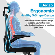 Load image into Gallery viewer, Dedeo Ergonomic Office Chair, High Back Mesh Desk Chair with Adjustable Headsrest, Rolling Swivel Home Office Desk Chairs with Flip-Up Armrest, Tilt Function, Lumbar Support, Soft Thick Seat Cushion