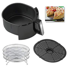 Load image into Gallery viewer, GoWISE USA GW22956 7-Quart Electric Air Fryer with Dehydrator & 3 Stackable Racks, Led Digital Touchscreen with 8 Functions + Recipes, 7.0-Qt, Black/Silver
