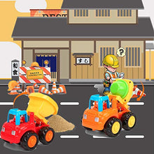 Load image into Gallery viewer, Friction Powered Cars Push and Go Trucks Construction Vehicles Toys Set of Tractor Bulldozer Dump Truck Cement Mixer for Baby Toddlers Infants Boys Gifts