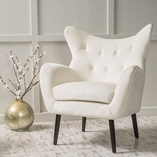 Load image into Gallery viewer, Christopher Knight Home Seigfried Velvet Arm Chair, Ivory