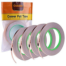Load image into Gallery viewer, 4 Pack Copper Foil Tape,Copper Tape Double-Sided Conductive with Adhesive for EMI Shielding,Paper Circuits, Electrical Repairs, Grounding(1/4inch)