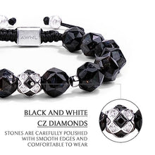 Load image into Gallery viewer, AWNL Men's Nuummite Woven Drawstring Beaded Bracelet with Sterling Silver Centre Charm (10mm Gemstone), 6.7''-7.5''