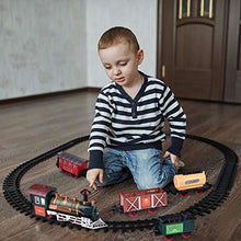 Load image into Gallery viewer, FUN LITTLE TOYS Train Set Classic Electric Train Toy Included 6 Cars and 11 Tracks with Lights and Sounds